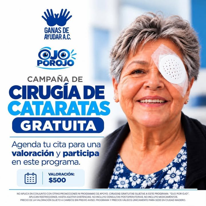 Cirugías de cataratas cuestan hasta 40 mil pesos; Fundación Ganas de Ayudar regalará 100 operaciones a personas de escasos recursos