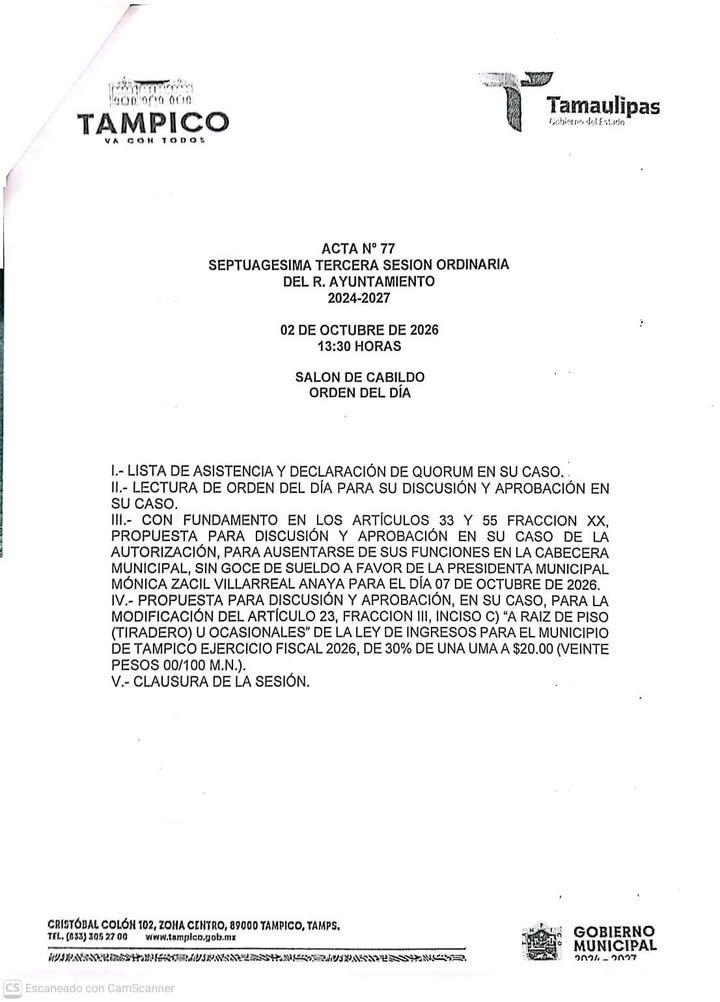 La alcaldesa de Tampico, Mónica Villarreal, puso sobre la mesa una solicitud para ausentarse de sus funciones…